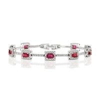 2.00 Ct.Tw. Ruby Natural Diamond Bracelet, 14K White Gold Image